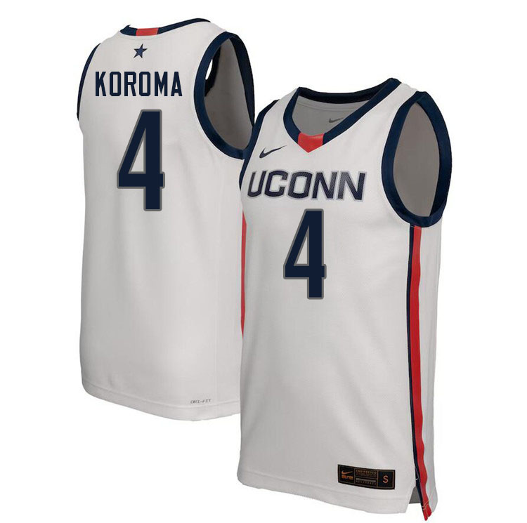 Uconn Huskies #4 Dwayne Koroma College Basketball Jersey Stitched-Alternater White